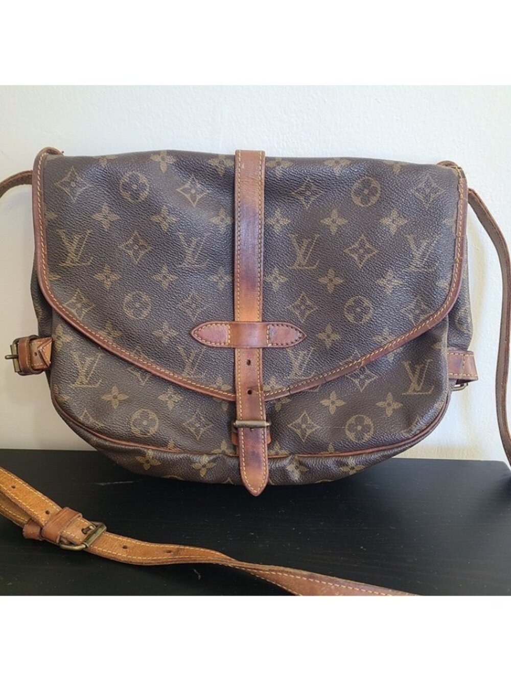 Louis Vuitton Saumur Shoulder Bag Brown Monogram Messenger Purse Authentic